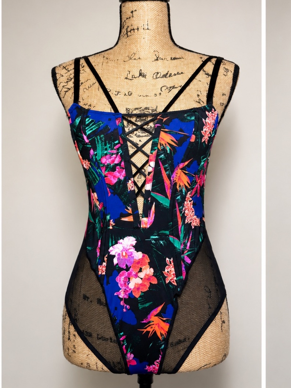 VS Sexy Floral Black Mesh & Floral Lingerie